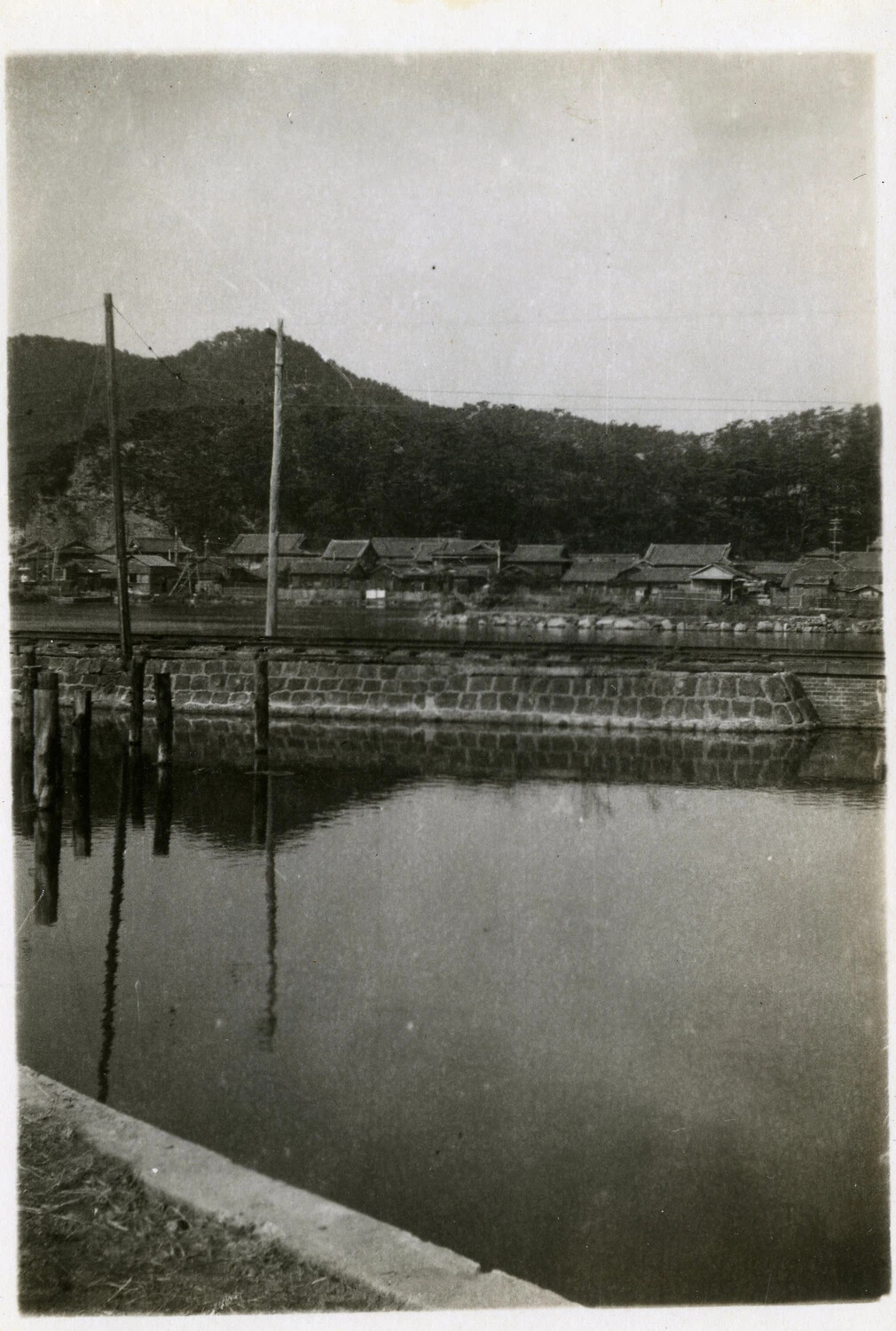 River Embankment and Village Houses, Occupied Japan, circa 1945-1946