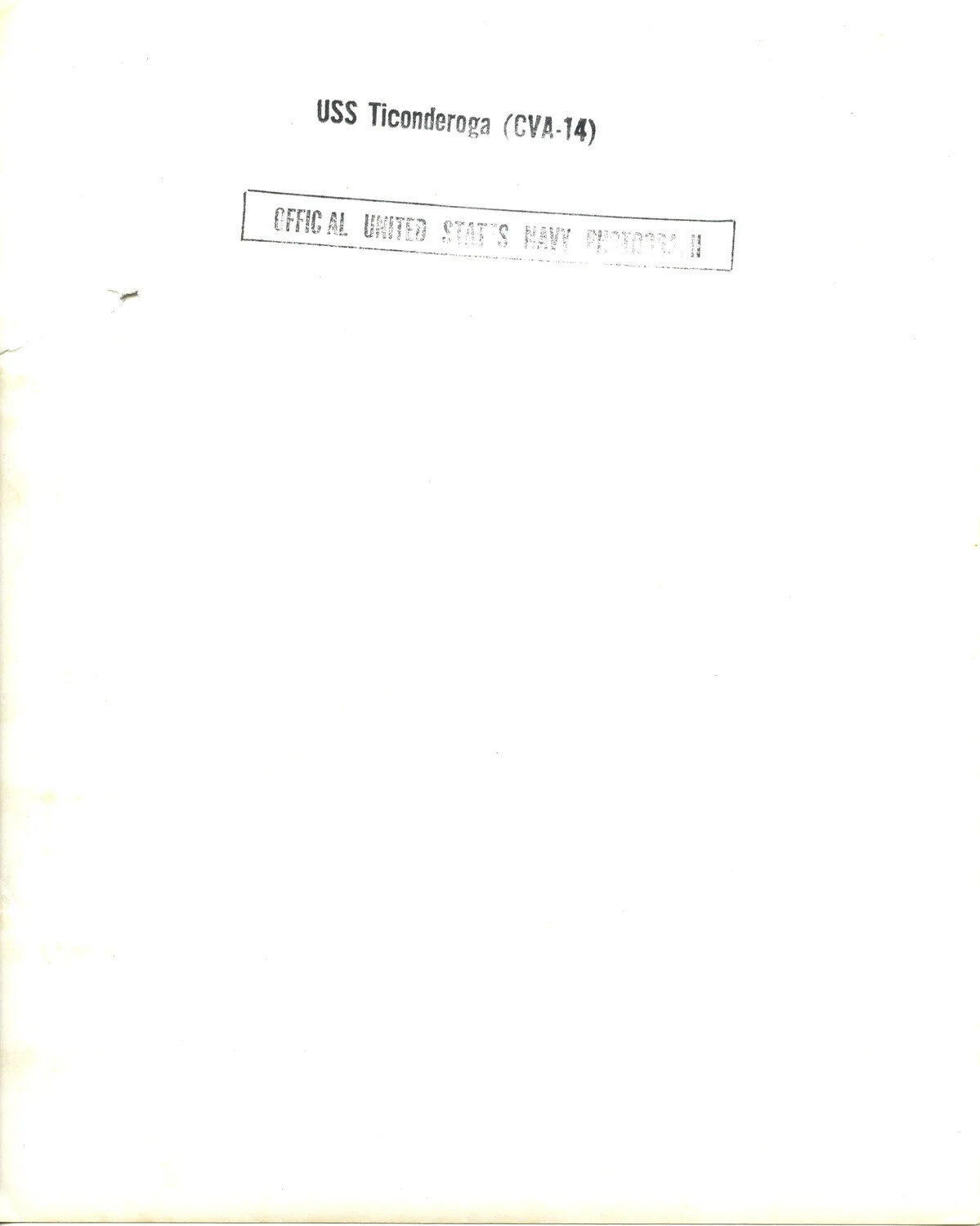 Verso of Official U.S. Navy Photograph, USS Ticonderoga (CVA-14), Vietnam War Era