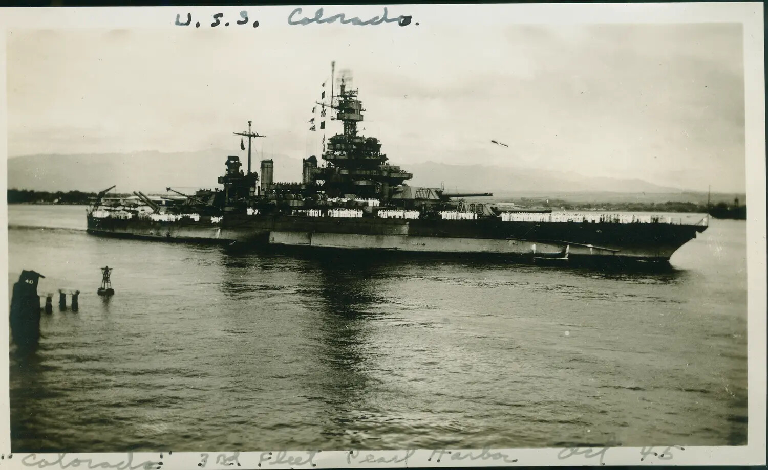 USS Colorado (BB-45) Manning the Rail, Pearl Harbor, October 1945
