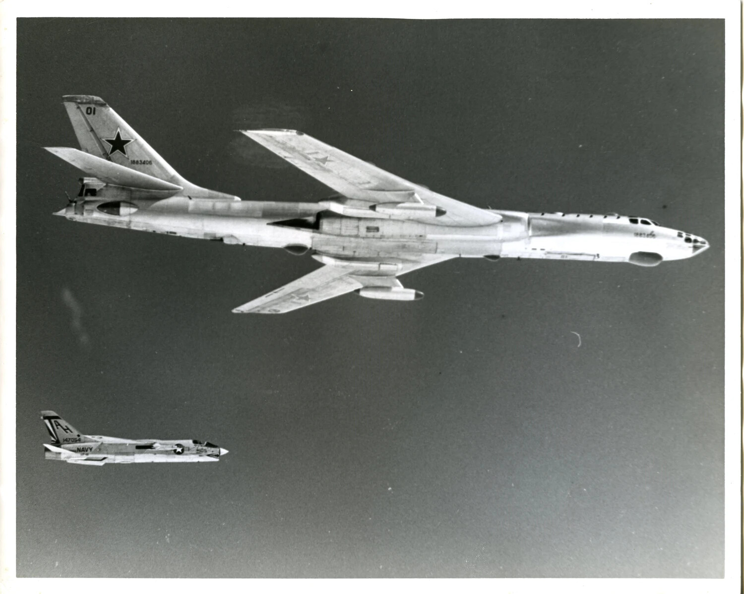 Soviet Tu-16 'Badger' Bomber Intercepted by U.S. Navy Aircraft, Vietnam War Era - USS Ticonderoga Collection