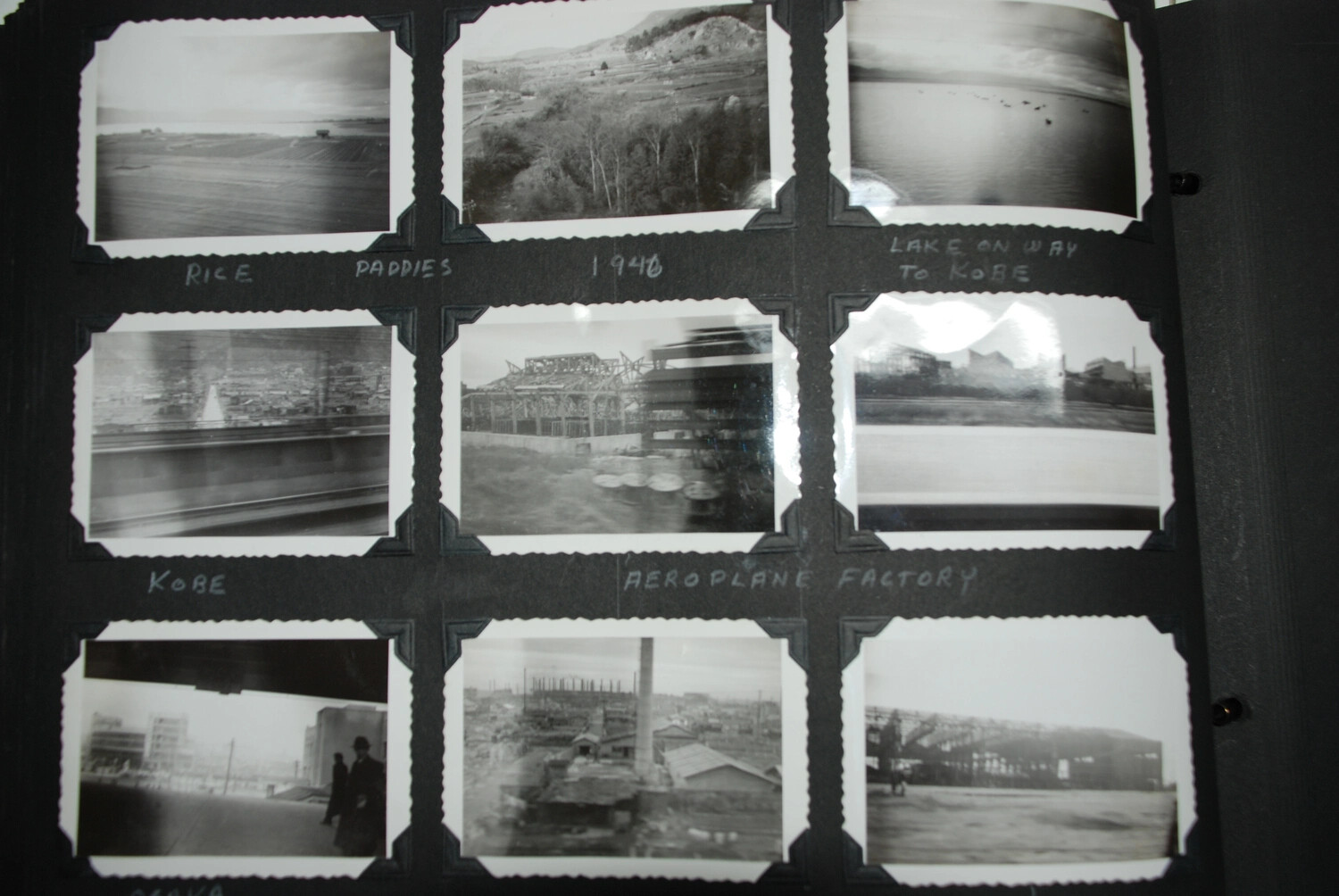 Album Page: Rice Paddies, Kobe, and Aeroplane Factory Ruins, Occupied Japan, 1946