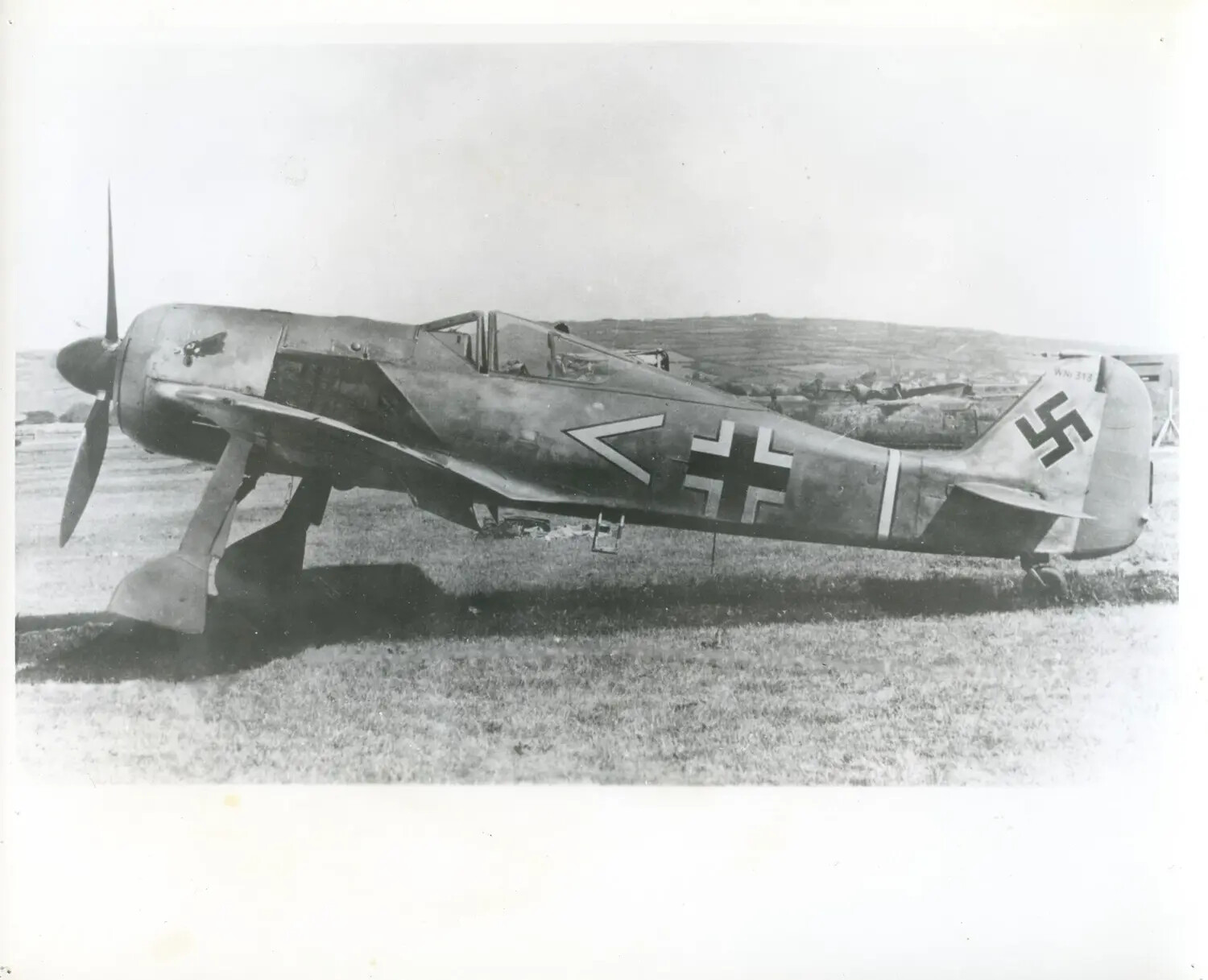 Captured Focke-Wulf Fw 190 Fighter on Grass Airfield