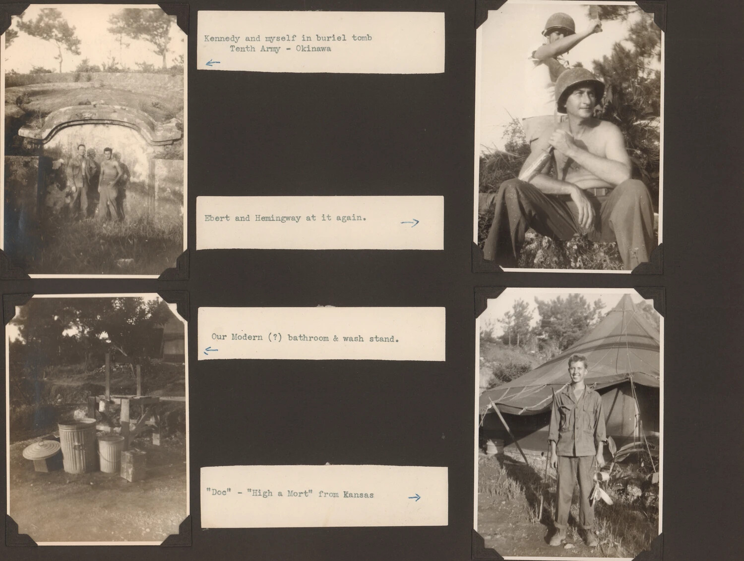 Photo Album Page: Tenth Army Personnel on Okinawa, WWII Photo Album Japan Collection