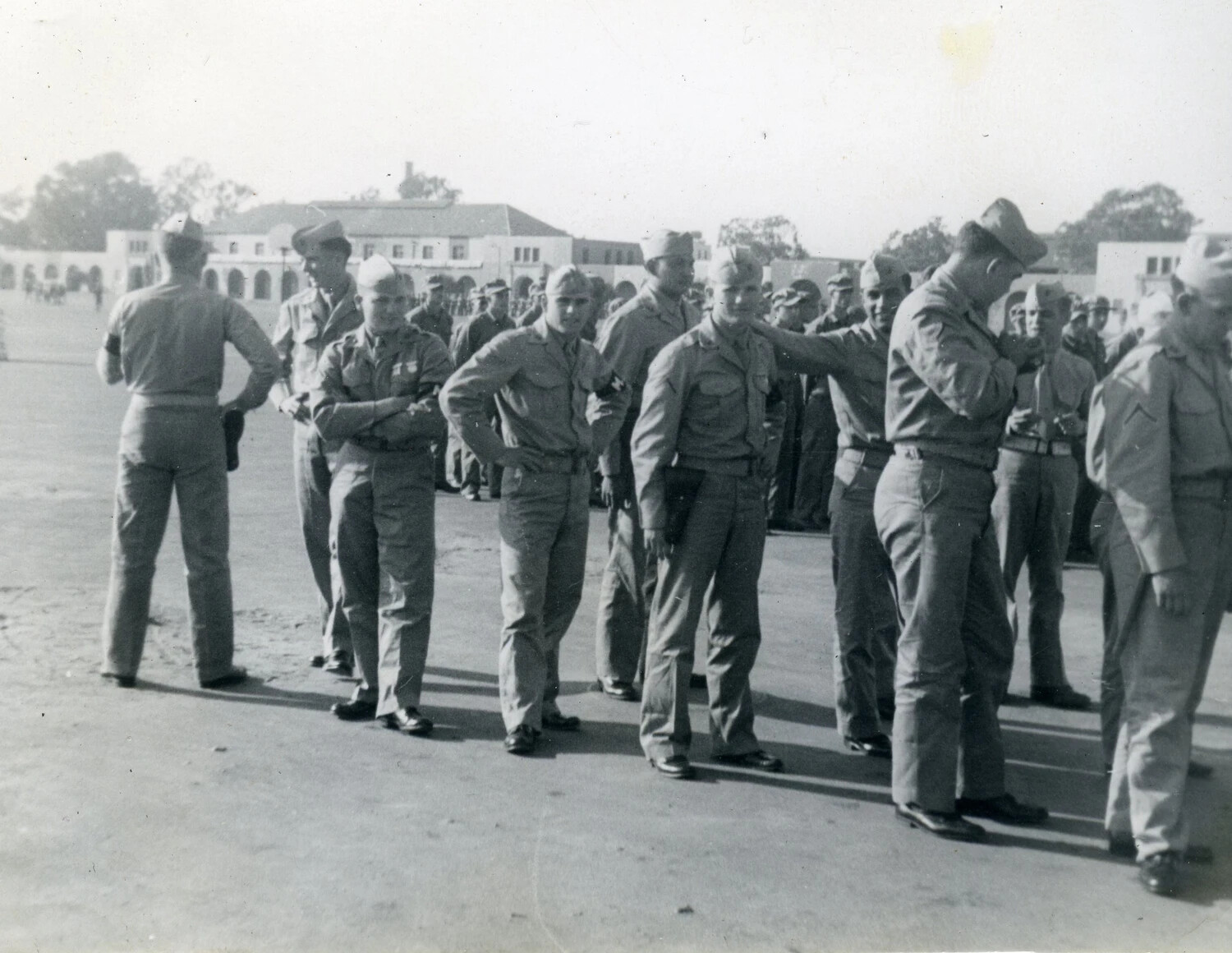 Marine Corps Personnel Gathered on Parade Ground, VMF-214 Album, 1945