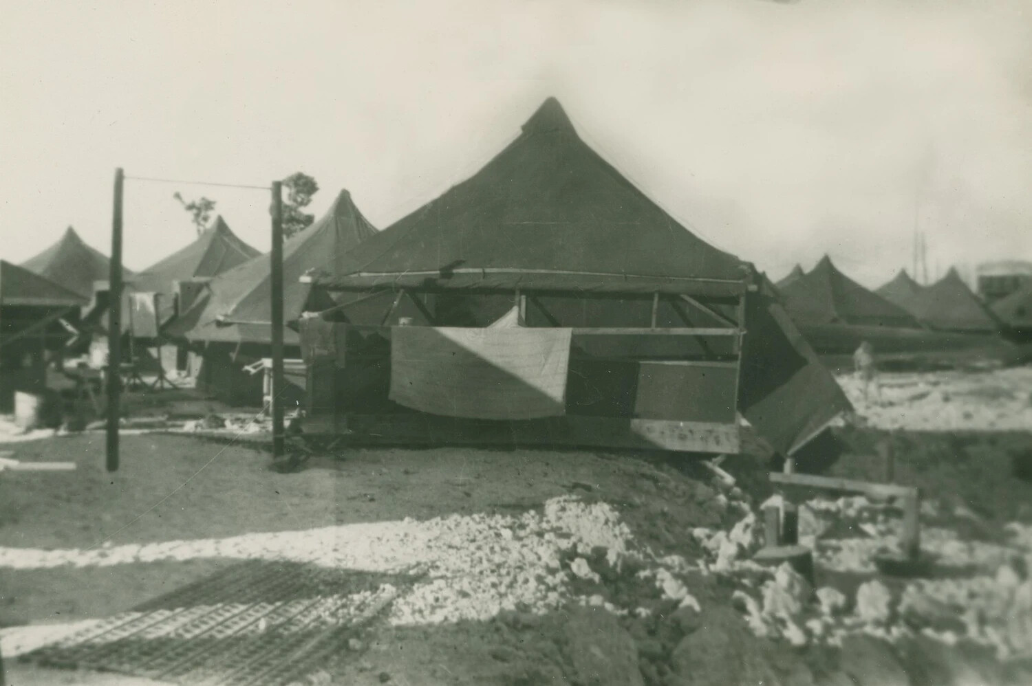 Squad Tent Encampment on Coral Terrain, Edward P. McAleer Collection, WWII
