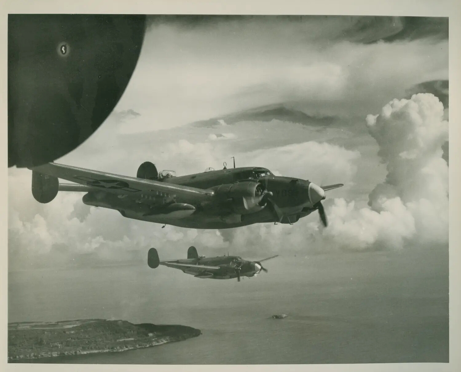 Twin-Engine Patrol Bombers in Formation Flight Over the Pacific, WWII