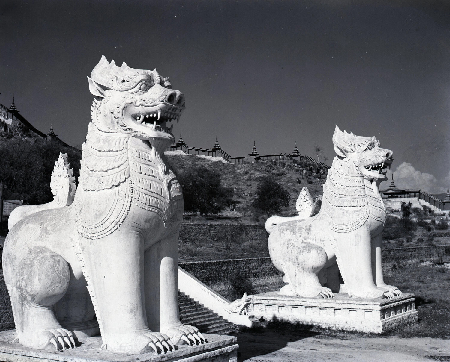 Chinthe Guardian Lion Statues at Mandalay Hill, Burma (WWII China-Burma-India Theater Collection)