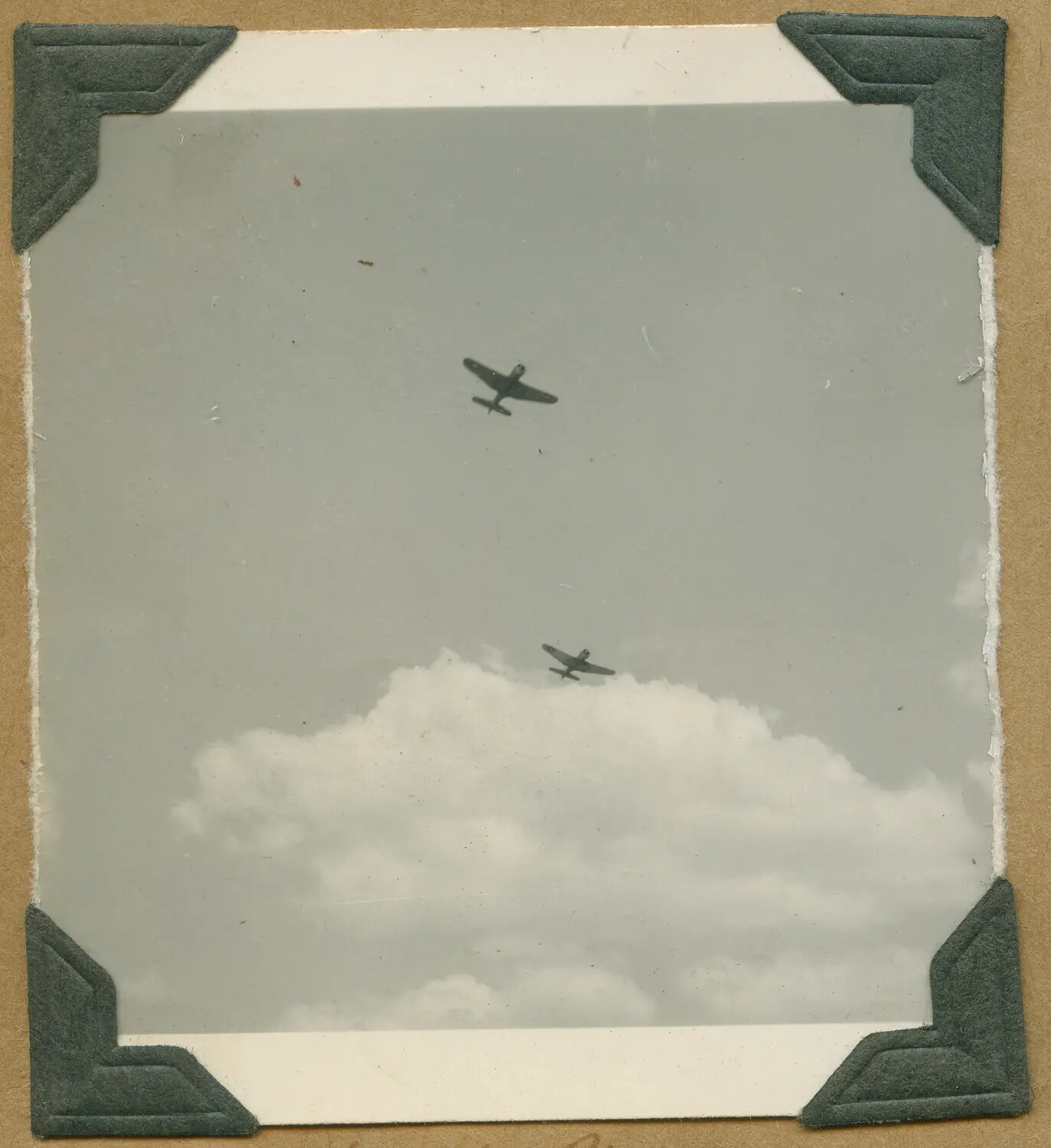 Two Military Aircraft in Flight Over Clouds, Hawaii, WWII Era