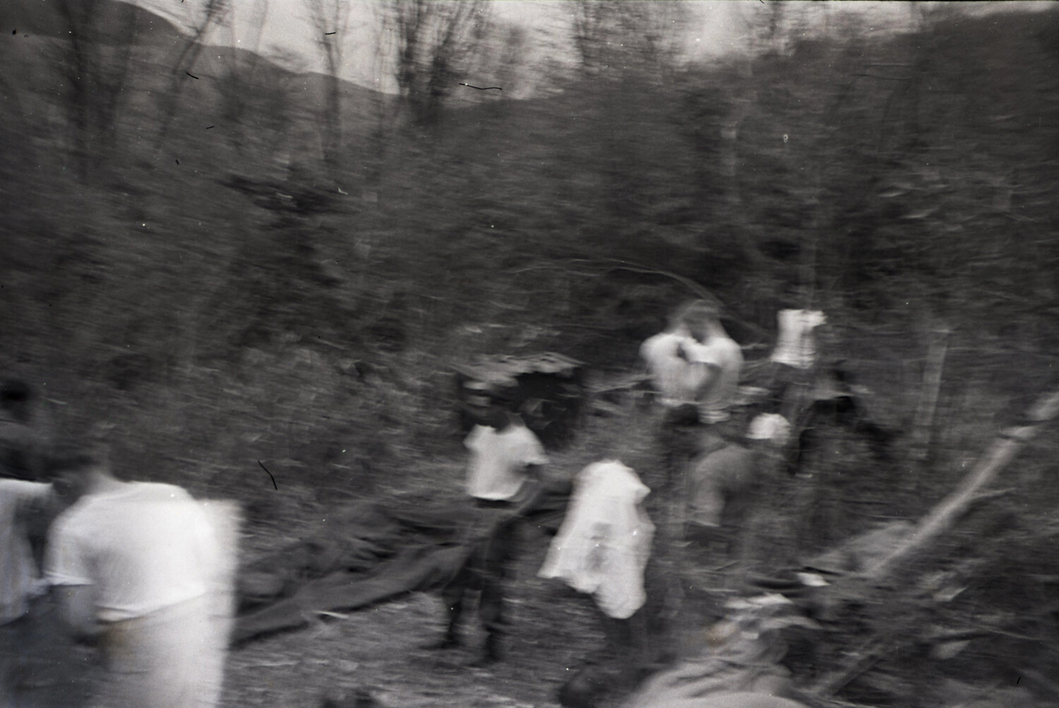 Blurred Action Photo of Soldiers on Hillside, 187th Airborne, Korean War