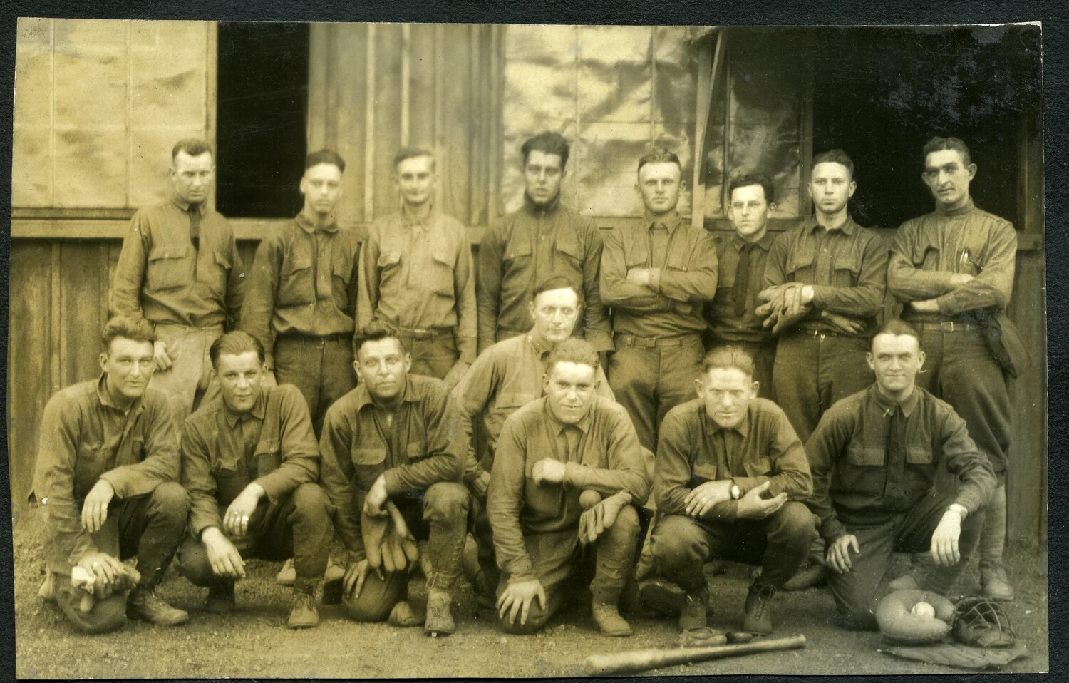 US Army Company Baseball Team Portrait, WWI-Era, France (New York Unit)