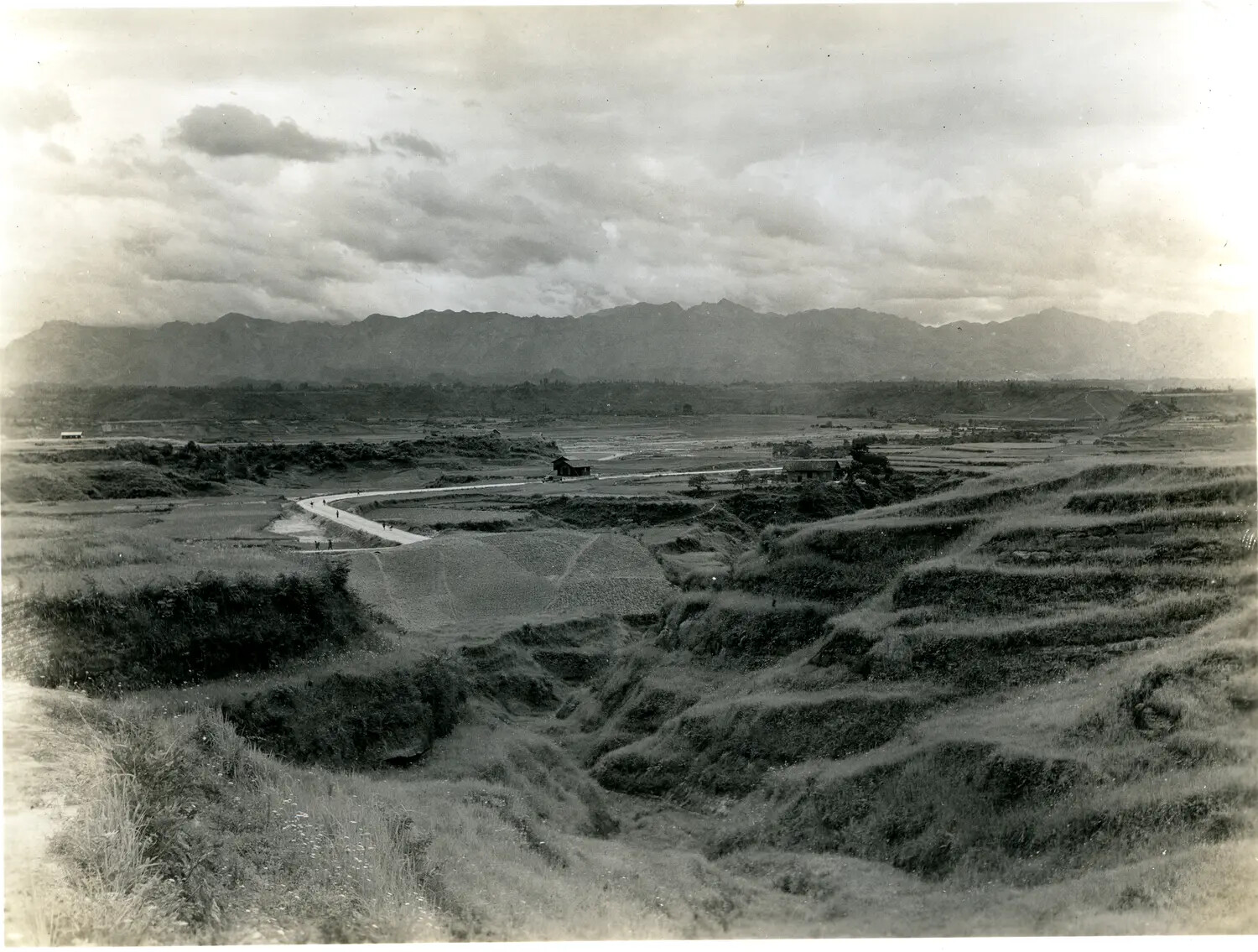 Terraced River Valley Landscape, China-Burma-India Theater, WWII