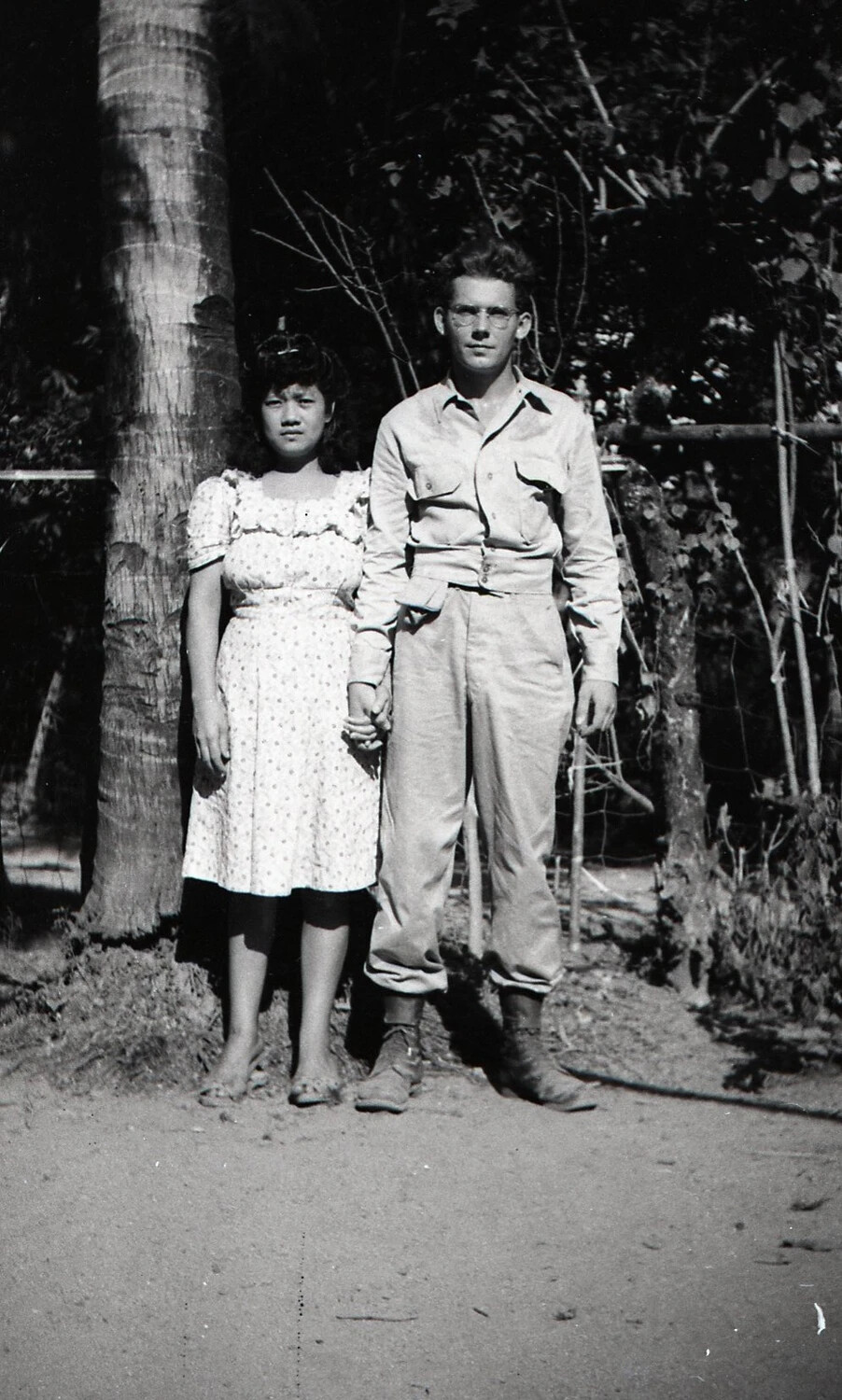 American Serviceman and Filipina Companion, Portrait, Luzon, Philippines, WWII Era