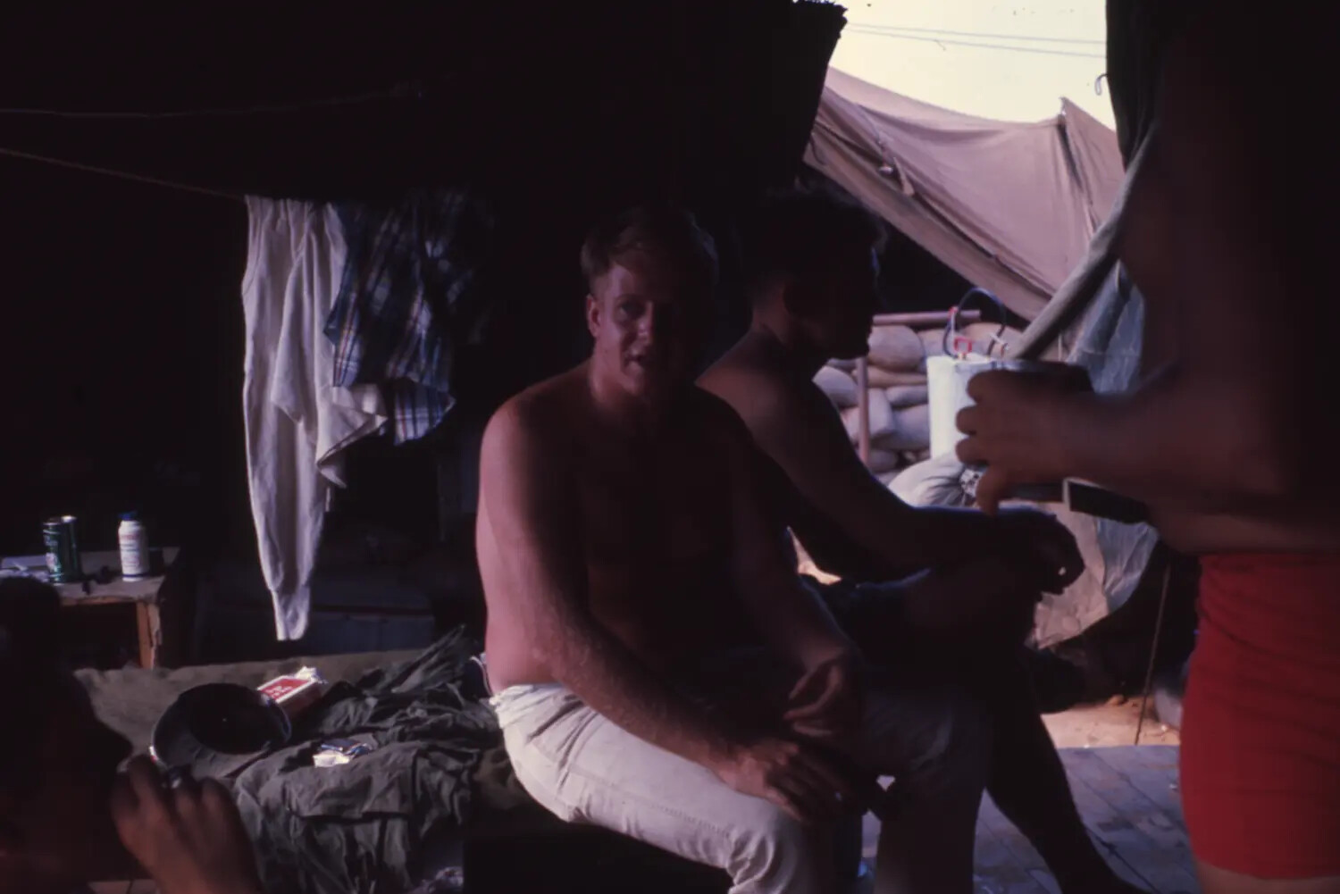 U.S. Servicemen Relaxing in Tent Quarters, Cam Ranh Bay, Vietnam