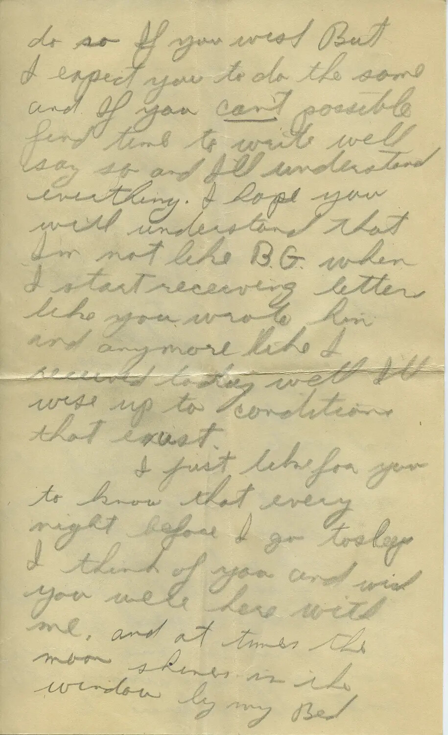 Handwritten Personal Letter, Page from WWII-Era Correspondence (Moon/Sammiet Collection)