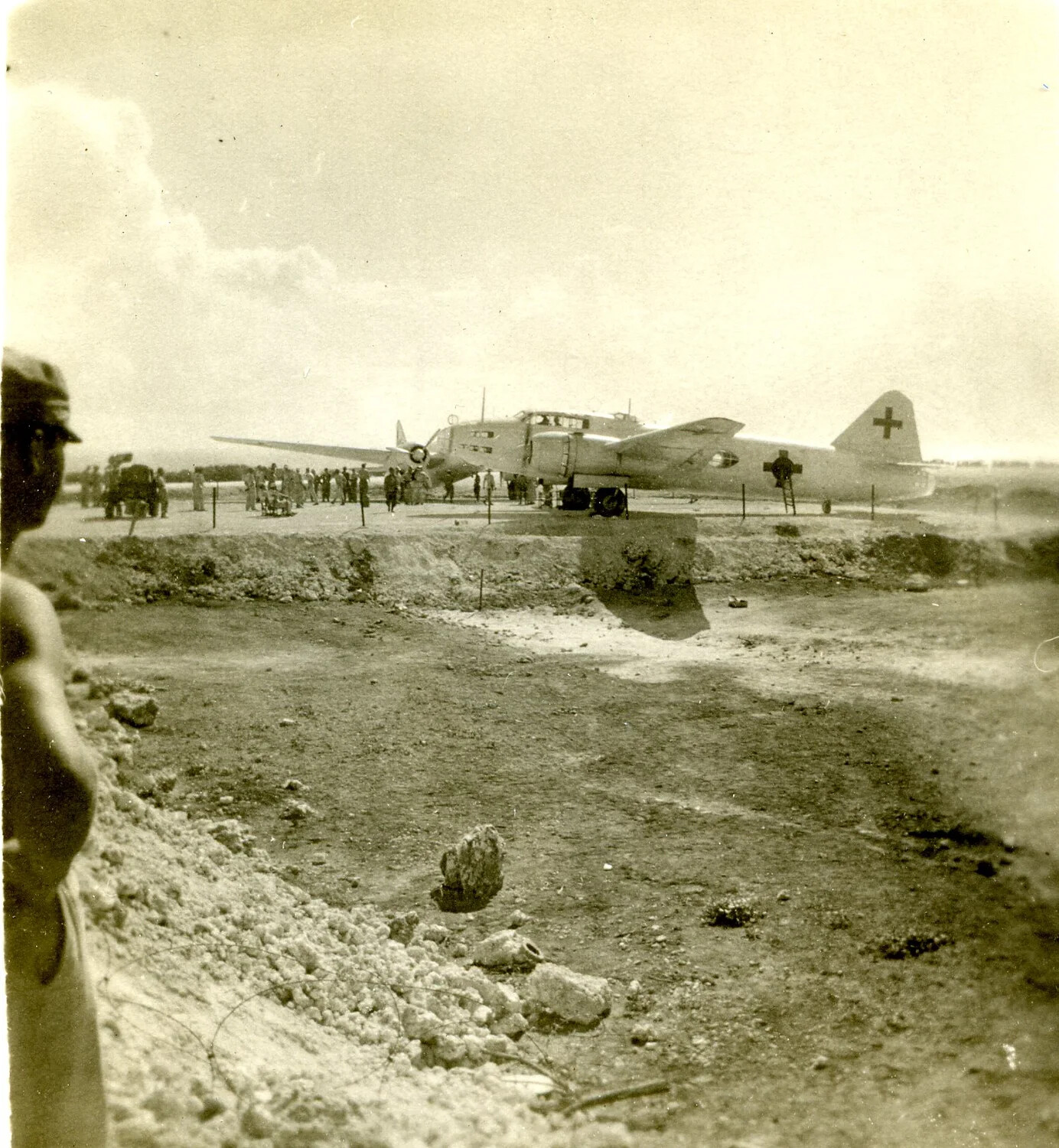 Japanese Mitsubishi G4M 'Betty' Surrender Envoy Aircraft on the Ground at Ie Shima, August 1945