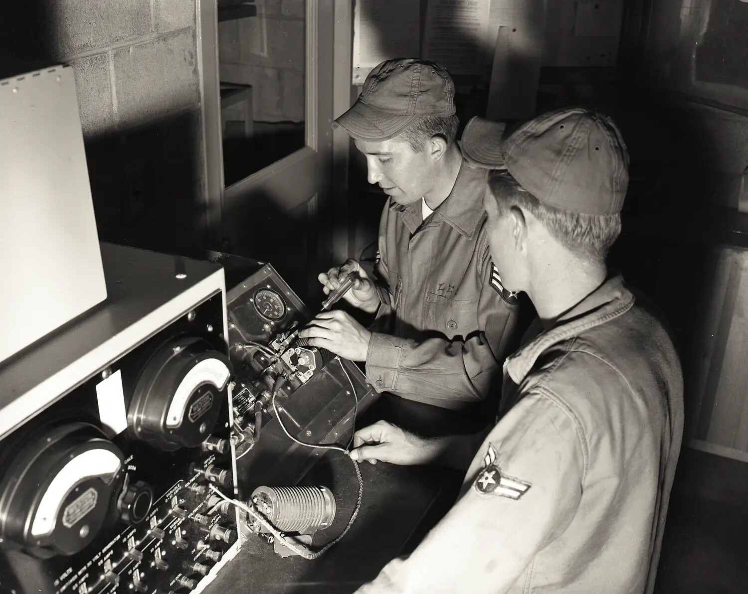 Air National Guard Airmen Servicing Electronic Test Equipment, Circa 1950s