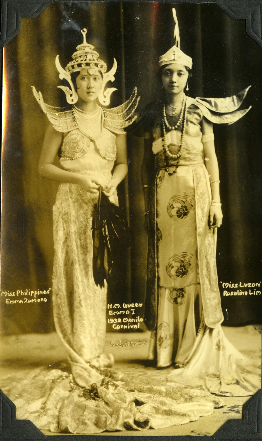 Miss Philippines Emma Zamora and Miss Luzon Rosalina Lim, 1932 Manila Carnival