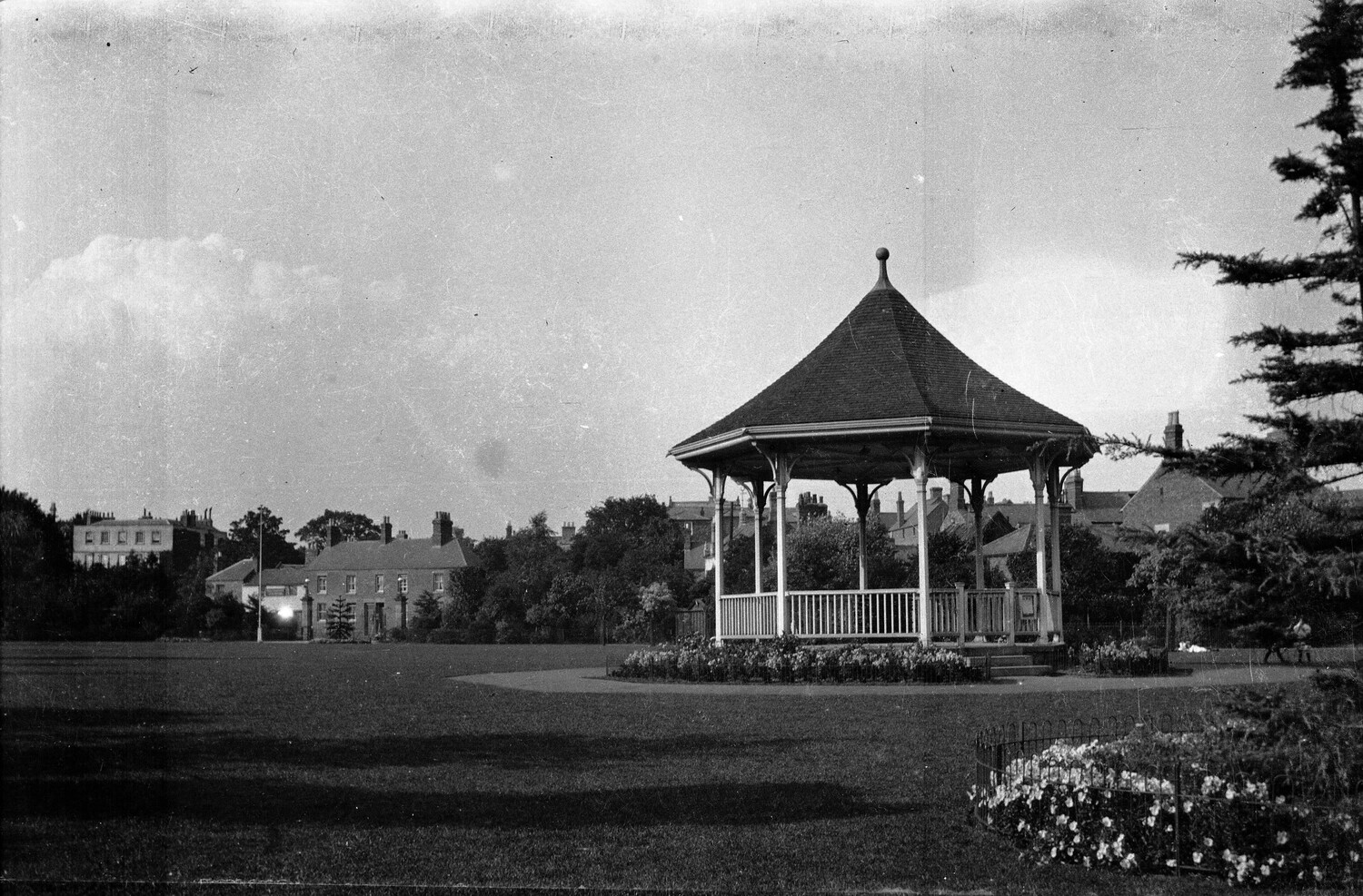 Public Park Bandstand and Terraced Houses, England, WWI-Era Negative Collection