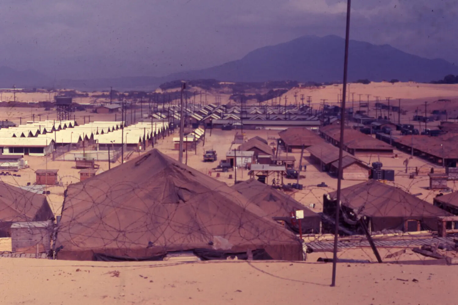 Overview of a U.S. Military Base Encampment, Vietnam War Era, Believed to be Cam Ranh Bay