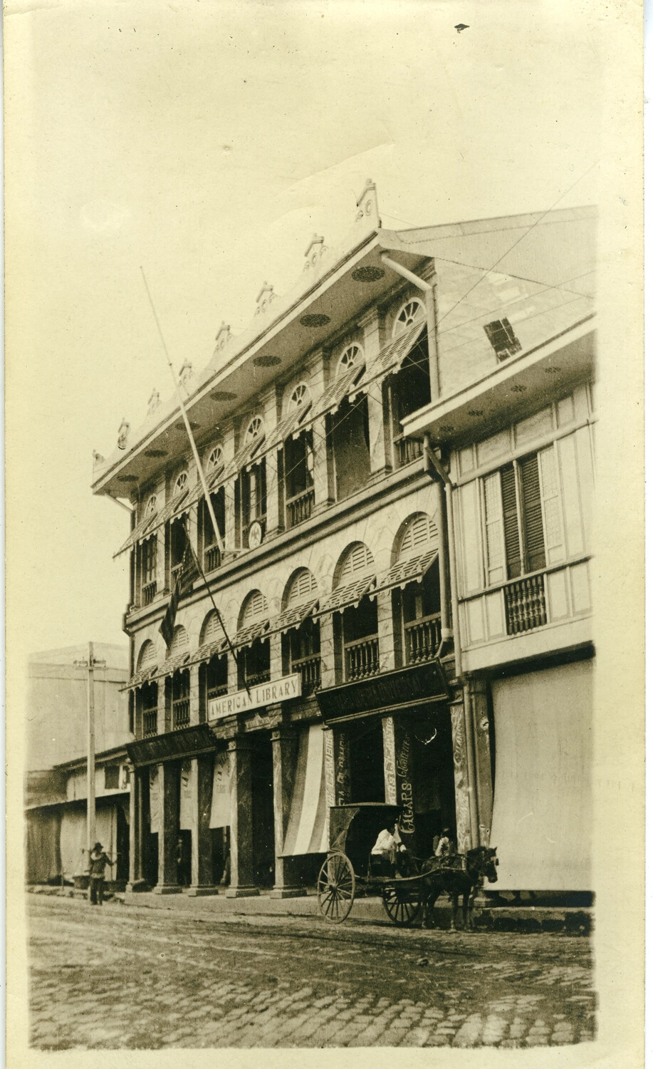 American Library Building and Street Scene, Manila, Philippines, Early 1900s