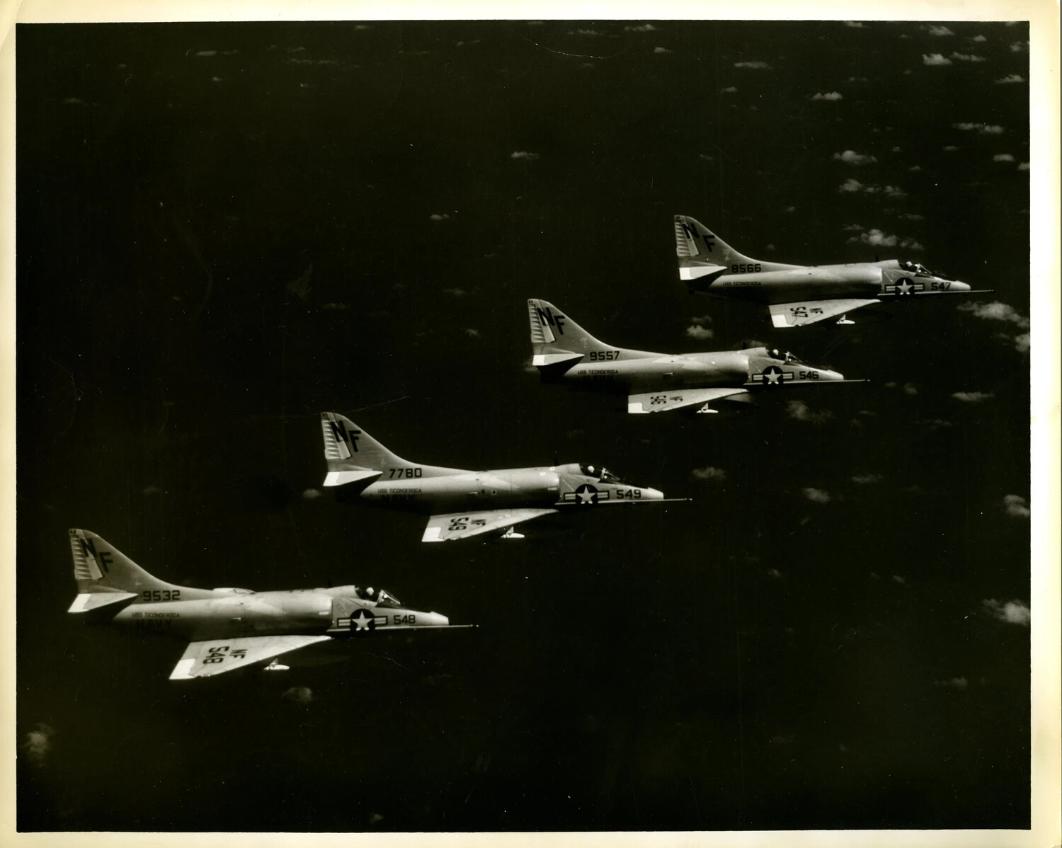 Formation of Four Douglas A-4 Skyhawk Attack Aircraft, USS Ticonderoga Air Wing, Vietnam War Era
