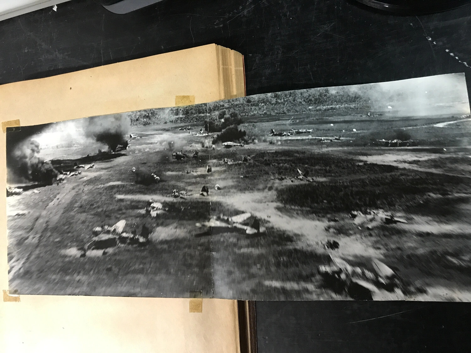 Low-Level Strike Photo of Enemy Airfield Under Attack, 312th Bomb Group