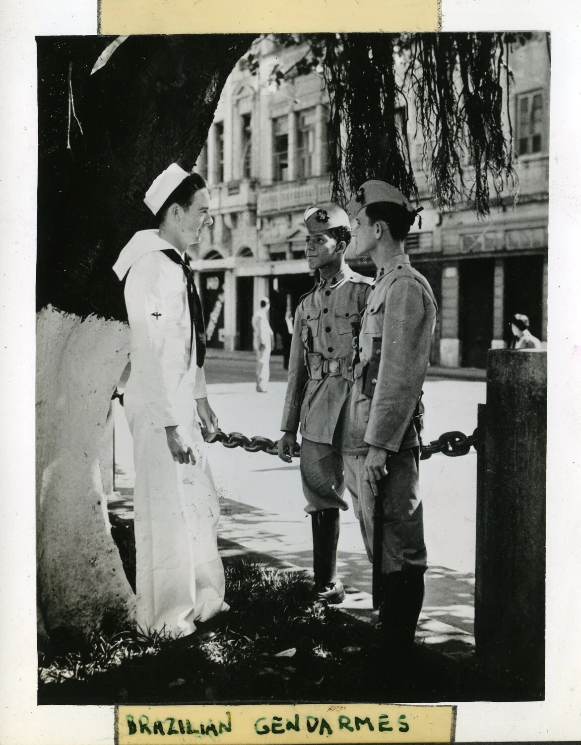 U.S. Navy Sailor with Brazilian Gendarmes During Port Visit, USS Franklin D. Roosevelt (CVB-42) Collection