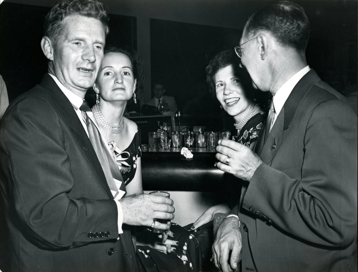 Two Couples at Hotel Bar During Convention Cocktail Hour, Late 1940s