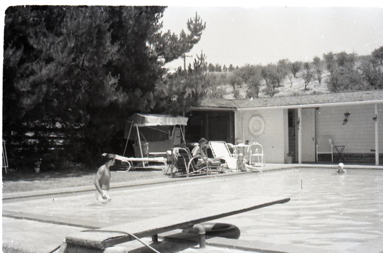 Backyard Swimming Pool Scene, Castro Valley, California, 1954