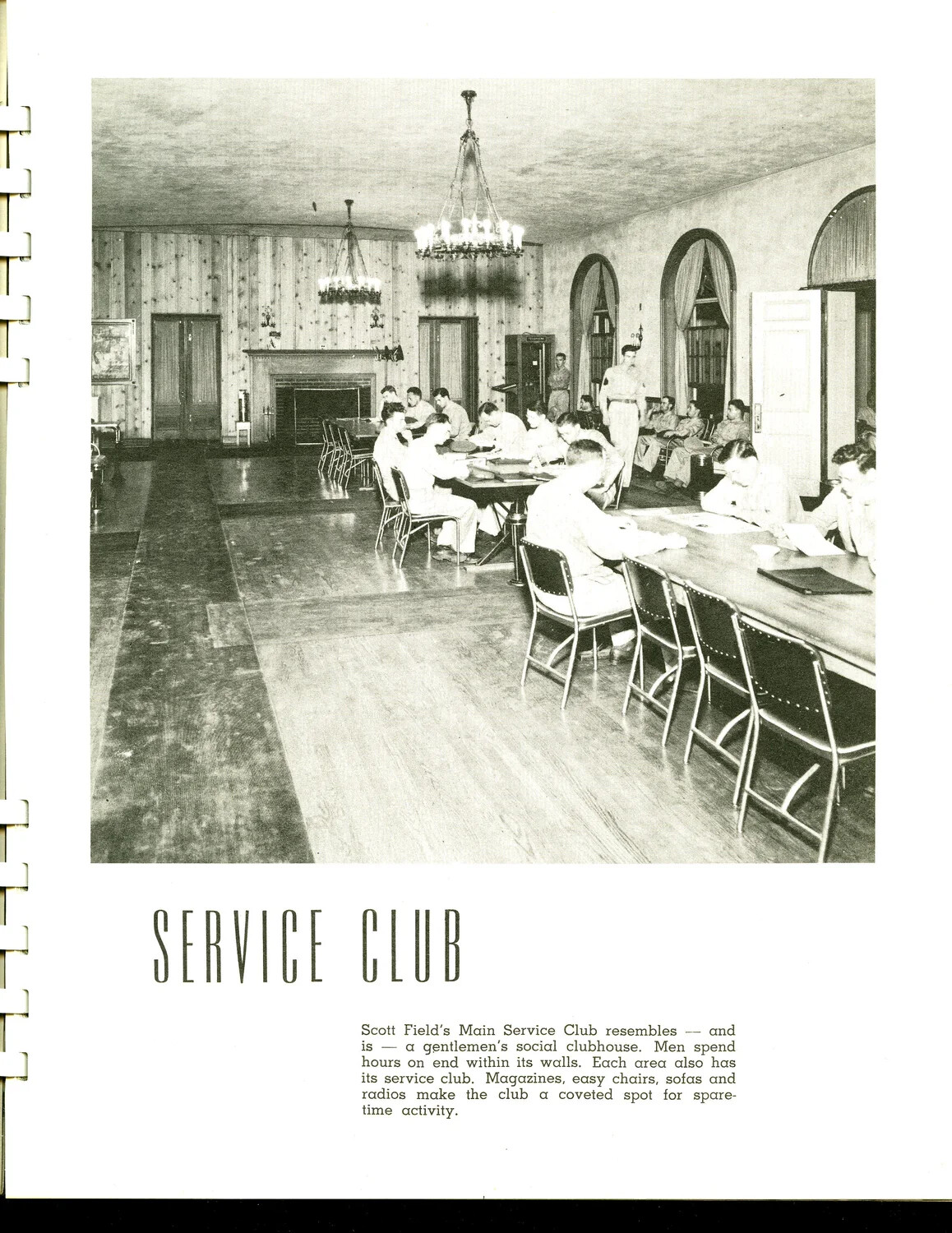 Scott Field Book, Part 1 - 'Service Club' Page, Main Service Club Interior with Servicemen