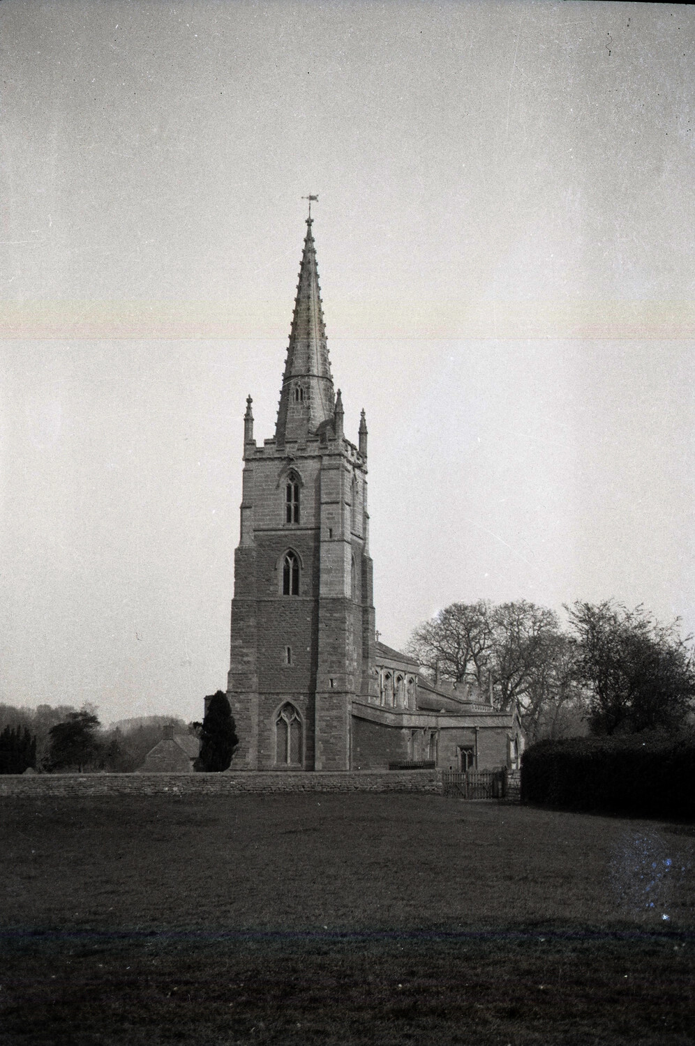 English Parish Church with Gothic Spire — WWI-Era Negative, Scott Field/England Collection