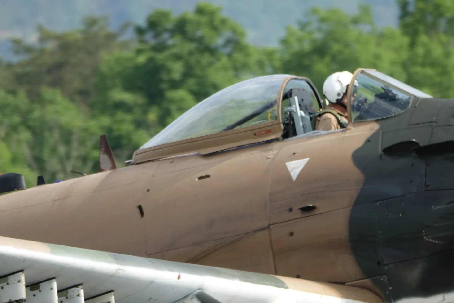 Pilot in Cockpit of Restored A-1 Skyraider During Taxi, May 2019 Event