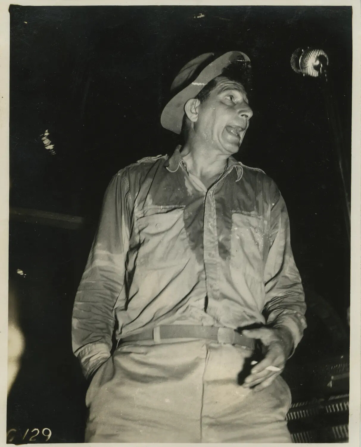 Serviceman Performing a Comic Stage Routine, Officers Club Entertainment Night