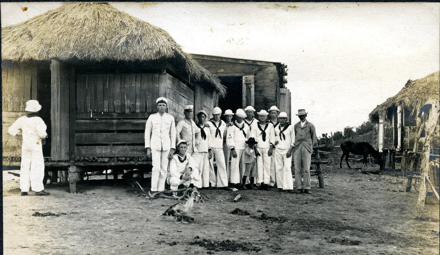 Sailors in Dress Whites at a Tropical Liberty Port, USS Columbia Album