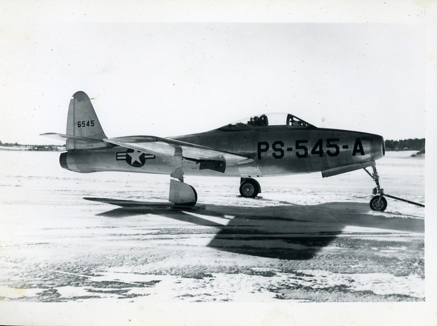 Republic P-84 Thunderjet on Snow-Covered Airfield, Postwar Era