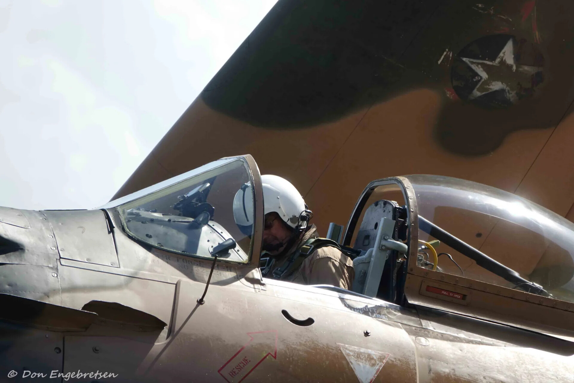 A-1 Skyraider Pilot in White Flight Helmet, Cockpit Detail, May 2019