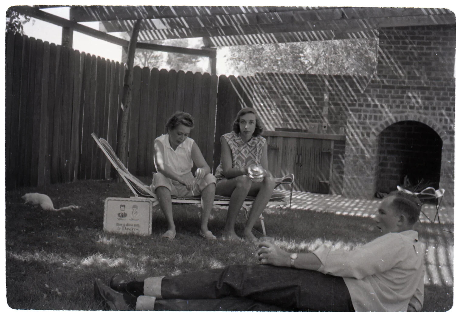 Backyard Gathering with Novelty Sign, Dixon, California, 1950s