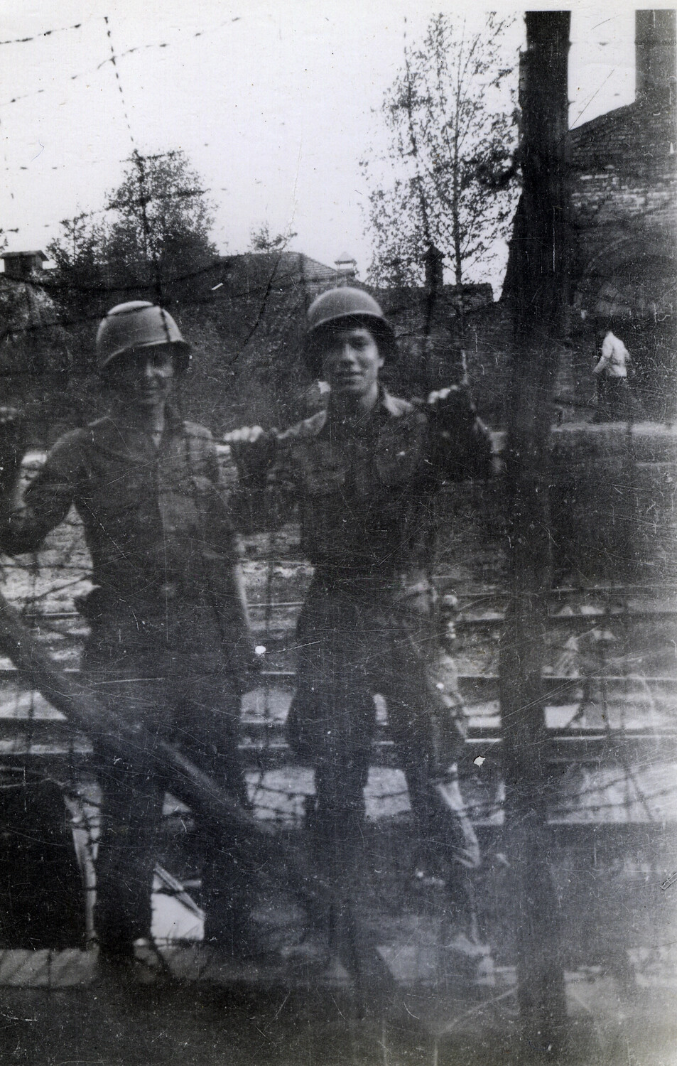American Soldiers at Barbed-Wire Compound, End of War in Europe, WWII