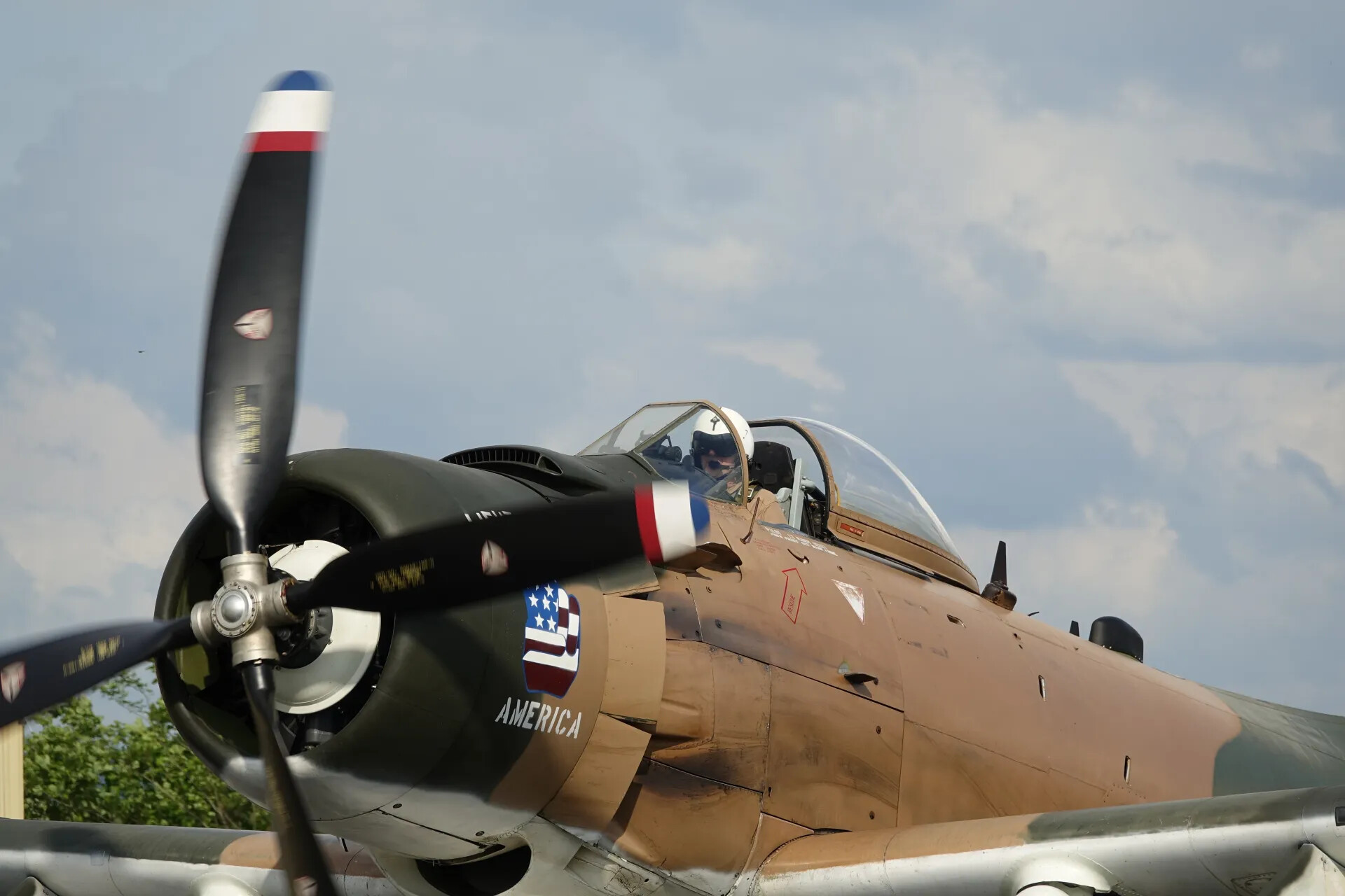 Restored A-1 Skyraider 'America' Taxiing at Airshow, May 2019