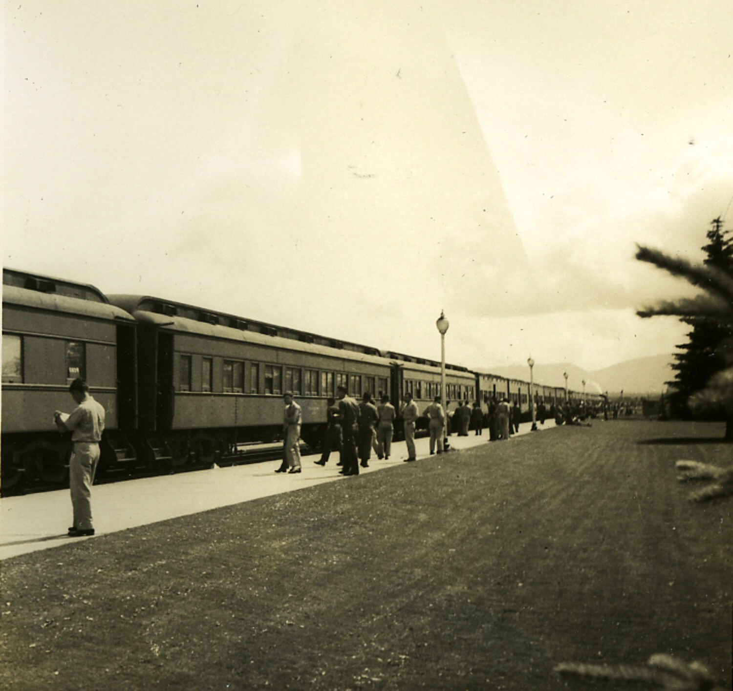 Servicemen at Train Platform, Whitefish, Montana