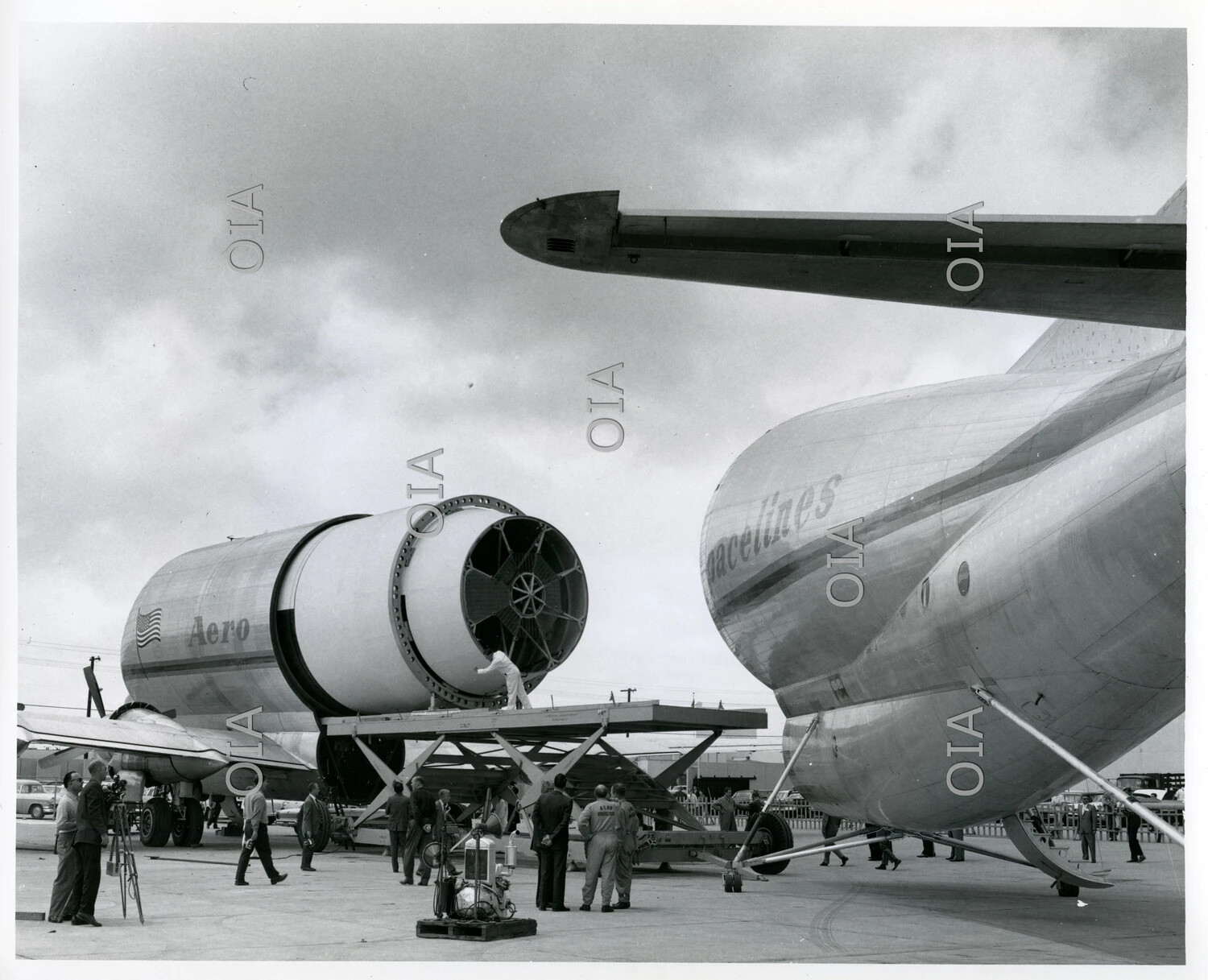 Aero Spacelines Guppy-Series Outsized Cargo Aircraft Loading a Rocket Stage, 1960s