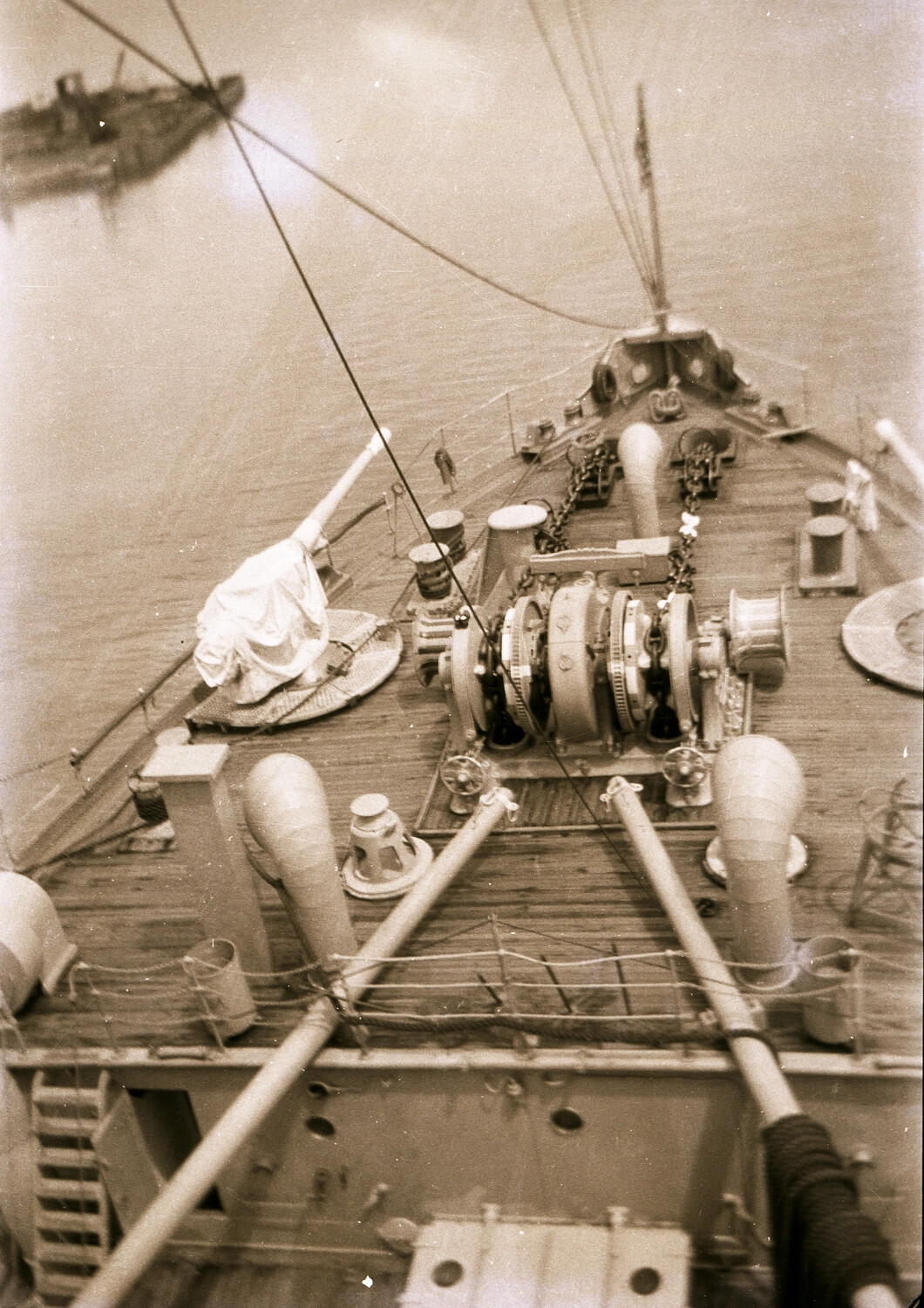 Forward Deck of U.S. Navy Gunboat Viewed from the Mast, China Station, 1930s
