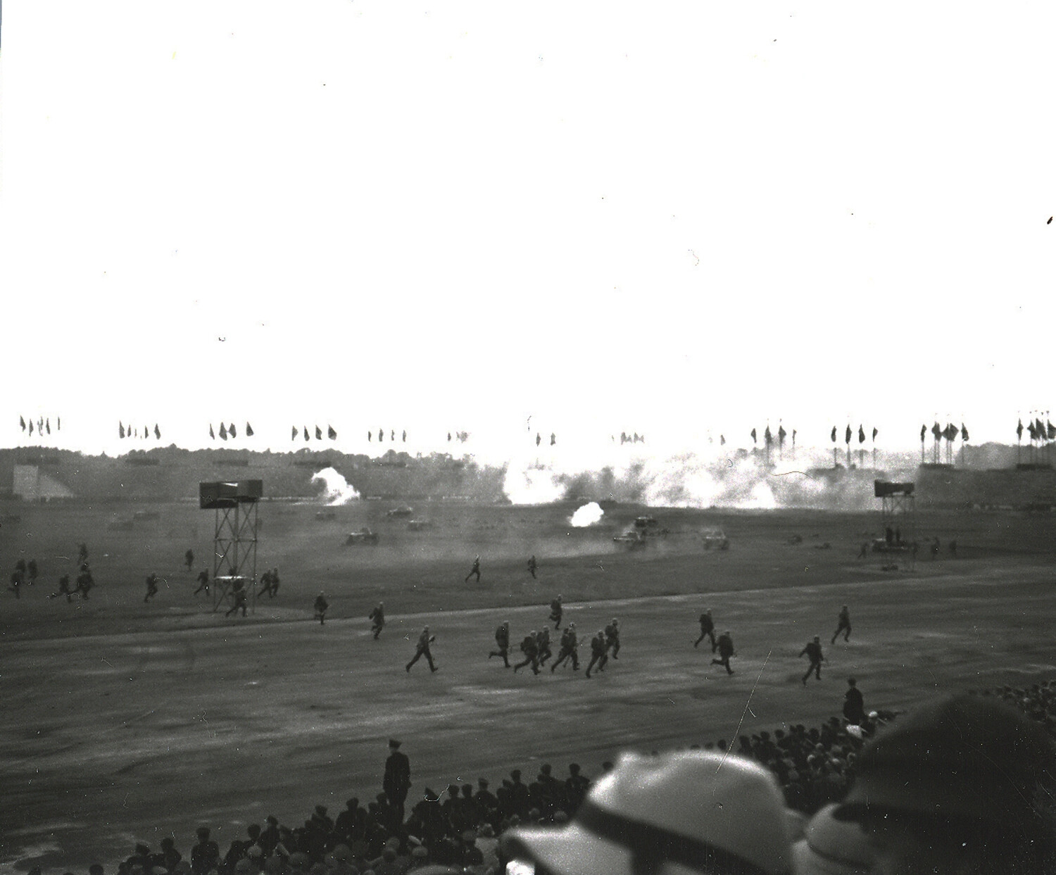 Military Field Demonstration Amid Flag-Lined Parade Ground, Nuremberg Rally Grounds