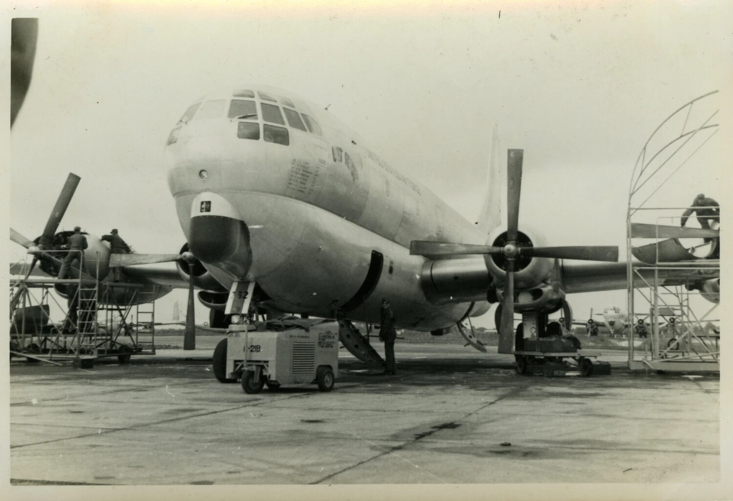 Nose View of Boeing B-50 Superfortress "Last Resort" on USAF Maintenance Ramp, Early 1950s