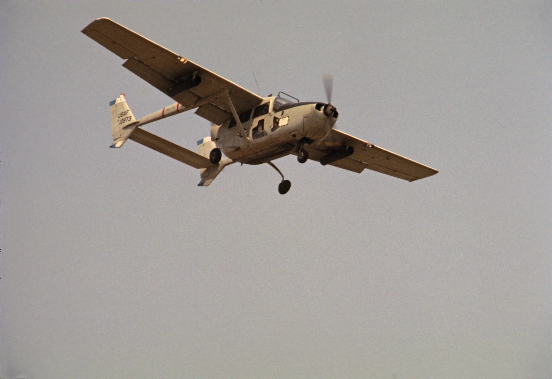 Cessna O-2 Skymaster in Flight, Tail Number USAF 10973, Vietnam War Era