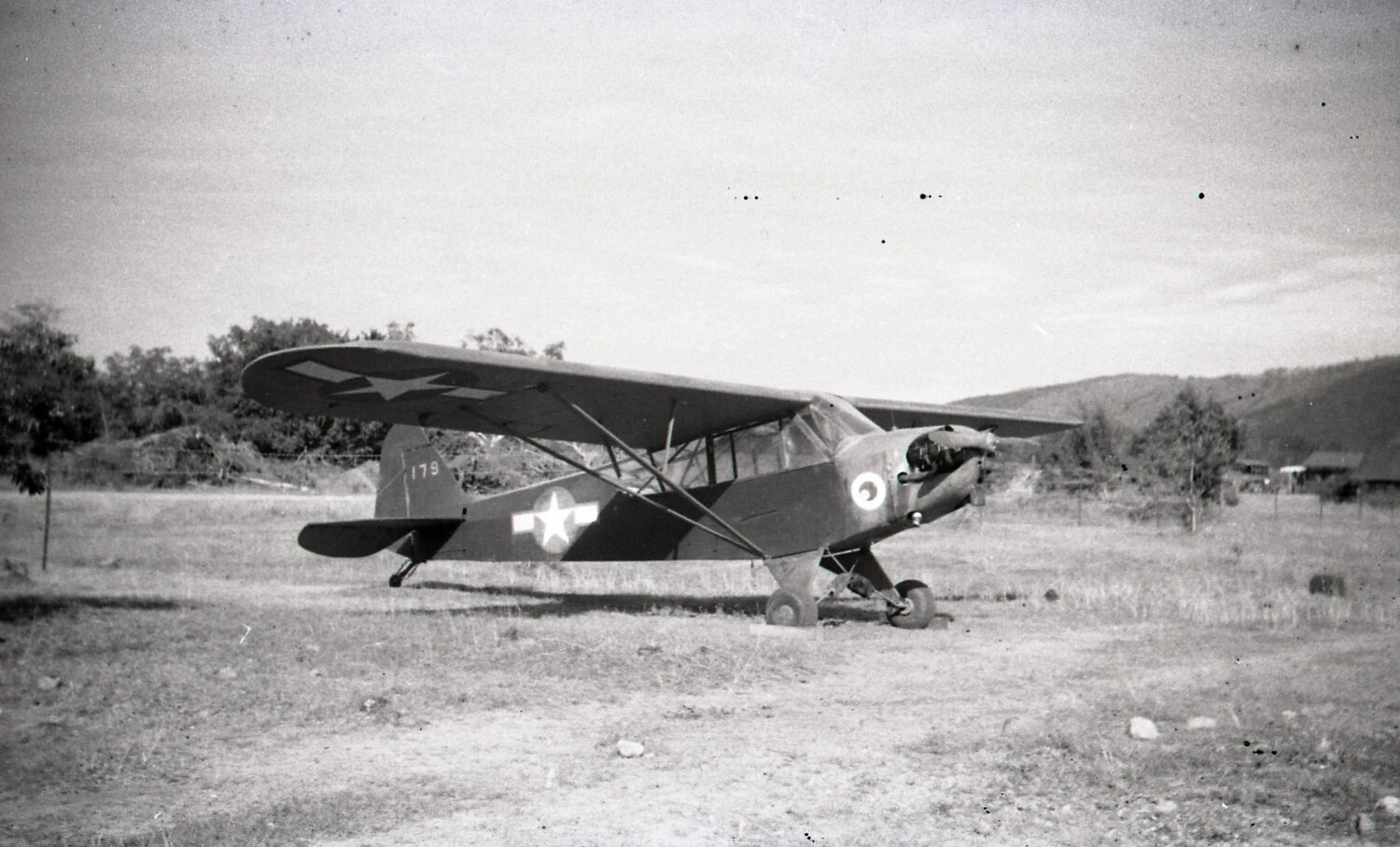 Piper L-4 Grasshopper Liaison Aircraft on Forward Airstrip, Luzon, Philippines, WWII