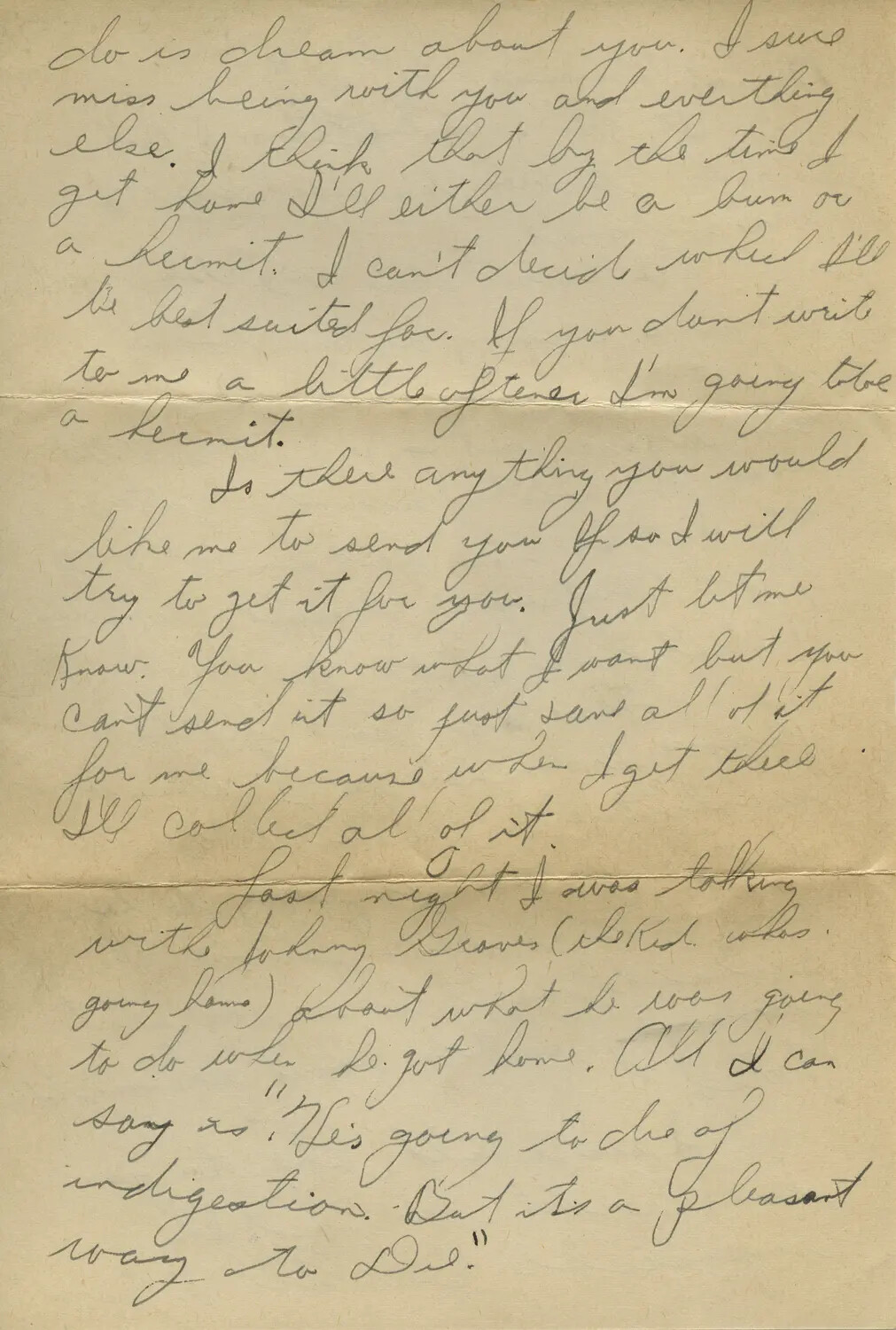 Handwritten WWII Love Letter Page