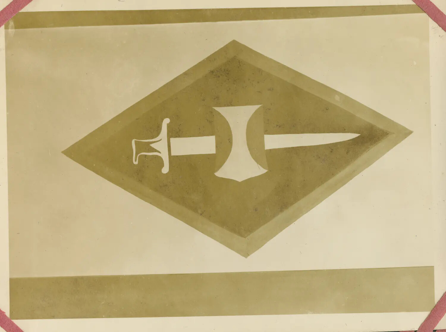 Diamond-Shaped Military Unit Insignia (Sword and Anvil Motif), Panama Canal Zone WWII Photo Album