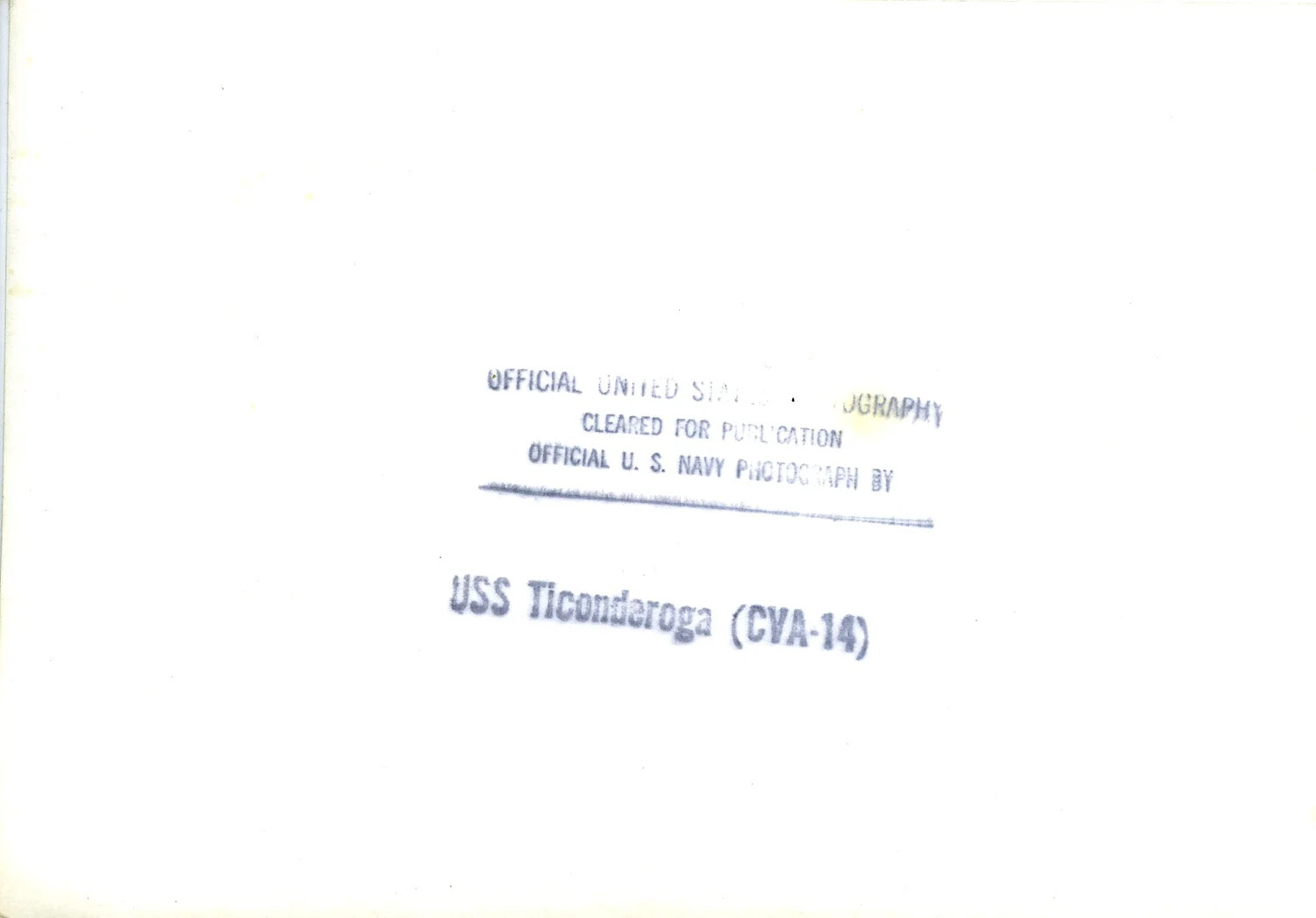 Verso of Official U.S. Navy Photograph — USS Ticonderoga (CVA-14), Vietnam War Era