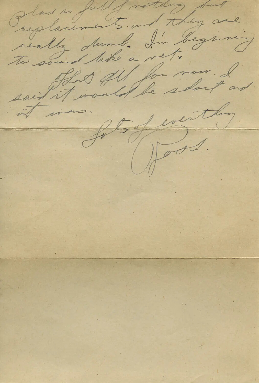 Handwritten Wartime Letter, Closing Page, Signed 'Ross' — Moon/Sammiet Correspondence Collection
